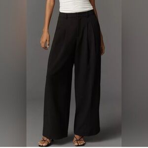 Anthropologie Maeve minimalist normcore Black Wide-Leg trousers Pants